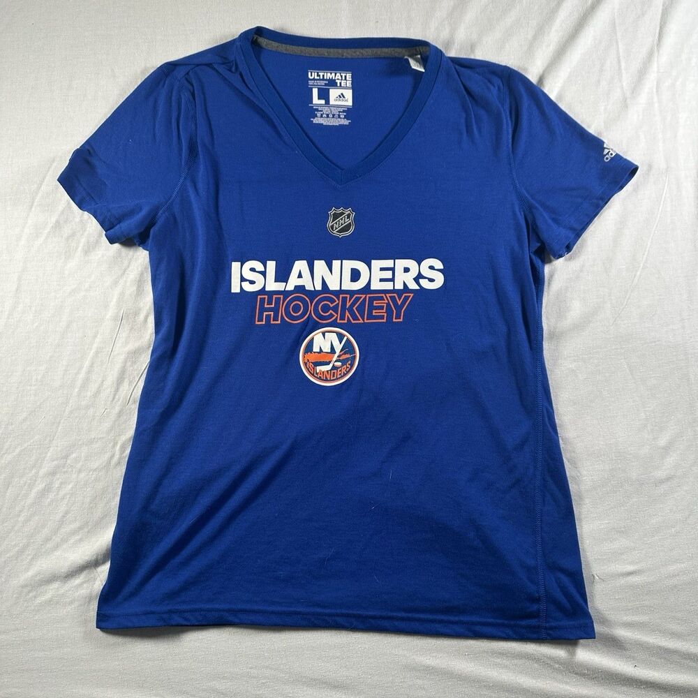 Adidas Women's New York Islanders Hockey V-Neck Ultimate Tee Size Large